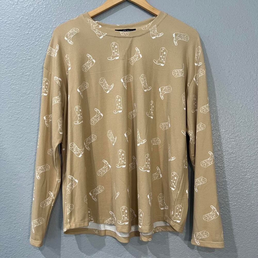 Fred David Cowboy Boot Print Crewneck